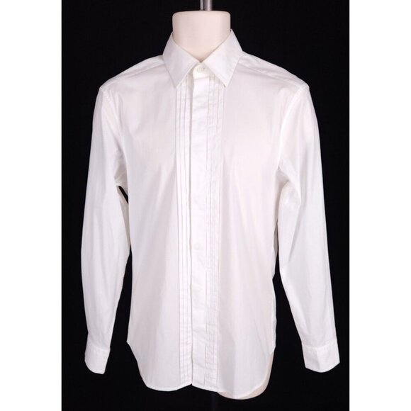 Z Zegna Cotton Tuxedo Shirt 39 15.5 Reg Fit Mens White Dress Formal $460 - Picture 1 of 13